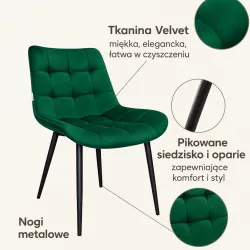 Krzesło Cherry welur na metalowych nogach – styl i wygoda
