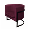 Fotel Glamour MG02 velvet śliwka z czarną podstawą