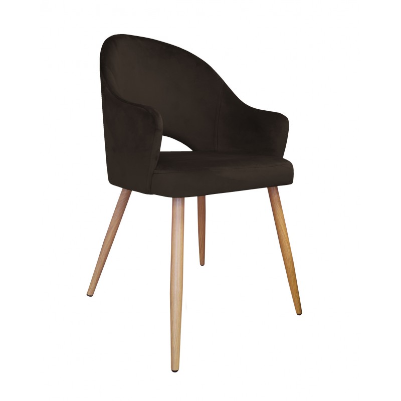 Krzesło Velvet noga dąb MG05 — brąz