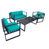 Zestaw mebli ogrodowych sofa + 2 fotele + stolik Oxford turkus