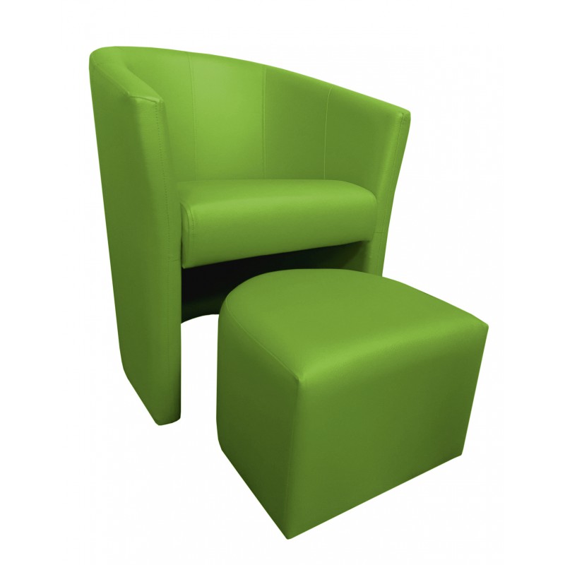Fotel Club z podnóżkiem Eco-skóra D5 Limonka
