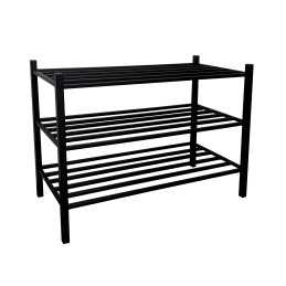 Ławka na buty – czarny stelaż, praktyczny regał i półka