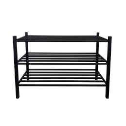 Ławka na buty – czarny stelaż, praktyczny regał i półka