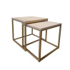 Stolik kawowy 2w1 dąb sonoma ze złotą podstawą – elegancja