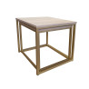 Stolik kawowy 2w1 dąb sonoma ze złotą podstawą – elegancja