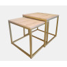 Stolik kawowy 2w1 dąb craft ze złotą podstawą – loft i szyk