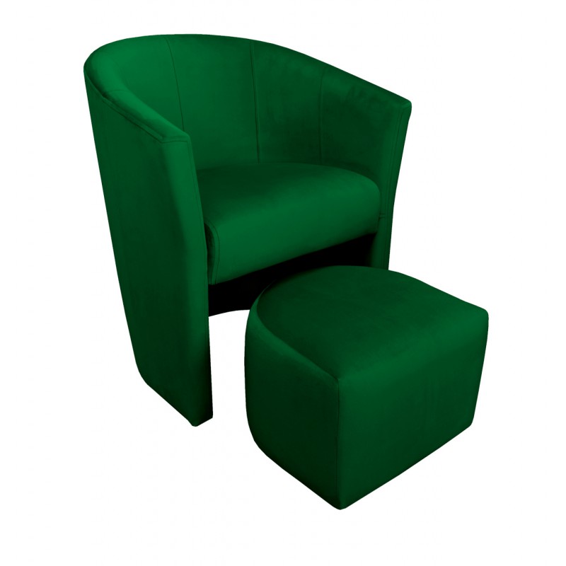Fotel CLUB z podnóżkiem zielony velvet MG25
