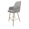 Westa MG17 grey Magic Velvet bar stool, gold base
