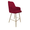 Westa MG31 red velvet bar stool with gold base
