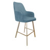 Westa MG33 blue Magic Velvet bar stool with gold base