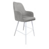 Westa MG17 gray Magic Velvet bar stool, white base