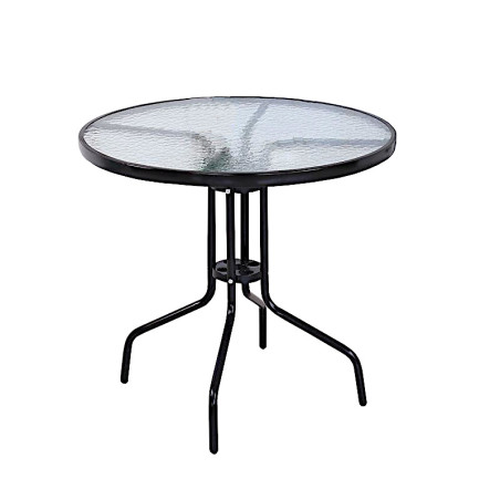 Stół Bergamo okrągły szklany fi80 czarny