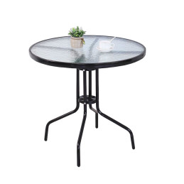Stół stolik okrągły Bergamo T20 szklany metal na balkon taras do ogrodu