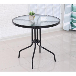 Stół stolik okrągły FI70 Bergamo T20 szklany metal na balkon taras do ogrodu