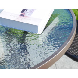 Stół stolik okrągły Bergamo T20 szklany metal na balkon taras do ogrodu