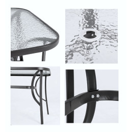 Stół stolik prostokątny T25 120x80 szklany metal na balkon taras do ogrodu