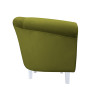 Fotel Milo zielona oliwka BL75 na białych nogach – styl i komfort