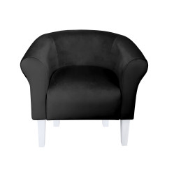 Fotel Milo z białymi nogami 20cm, czarny Velvet