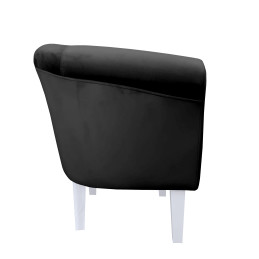 Fotel Milo z białymi nogami 20cm, czarny Velvet
