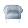 Fotel Milo szary błękit BL06 na białych nogach 20 cm – komfort