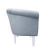 Fotel Milo szary błękit BL06 na białych nogach 20 cm – komfort