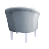 Fotel Milo szary błękit BL06 na białych nogach 20 cm – komfort