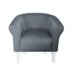 Fotel Milo z białymi nogami 20cm, szary