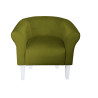 Fotel Milo zielona oliwka BL75 na białych nogach 20 cm – styl