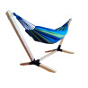 Hamak z drewnianym stelażem ogrodowy dwuosobowy niebieski stelaż do hamaka POLSKI + GRATIS