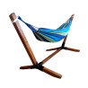 Hamak z drewnianym stelażem ogrodowy dwuosobowy niebieski stelaż do hamaka POLSKI + GRATIS