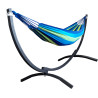 Hamak z metalowym stelażem ogrodowy dwuosobowy niebieski stelaż do hamaka POLSKI