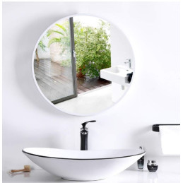 Lustro LOFT  FI80cm białe M951 ścienne okrągłe łazienkowe do salonu sypialni loftowe Industrialne minimalistyczne