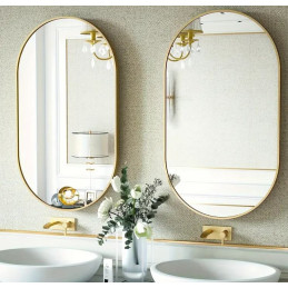 Lustro Elipsa GX06 75x40 – złote owalne ścienne