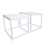 Stolik kawowy 2w1 biały z białą podstawą – lekki i nowoczesny