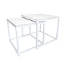 Stolik kawowy 2w1 biały z białą podstawą – lekki i nowoczesny