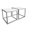 Stolik kawowy 2w1 biały z szarą podstawą – nowoczesny
