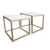 Stolik kawowy 2w1 biały ze złotą podstawą – szyk i styl