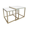 Stolik kawowy 2w1 biały ze złotą podstawą – szyk i styl