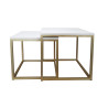 Stolik kawowy 2w1 biały ze złotą podstawą – szyk i styl