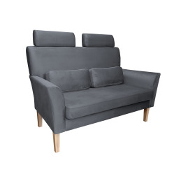 Sofa DENVER nogi buk BL14 szara, velvet