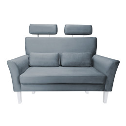 Sofa DENVER 2-osobowa nogi białe, velvet szary-błękit