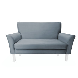 Sofa DENVER 2-osobowa nogi białe, velvet szary-błękit
