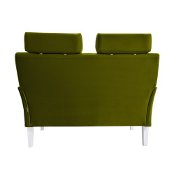 Sofa DENVER 2-osobowa zielona oliwka, nogi białe