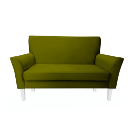 Sofa DENVER 2-osobowa zielona oliwka, nogi białe