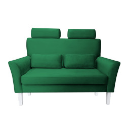 Sofa DENVER nogi białe - zieleń butelkowa