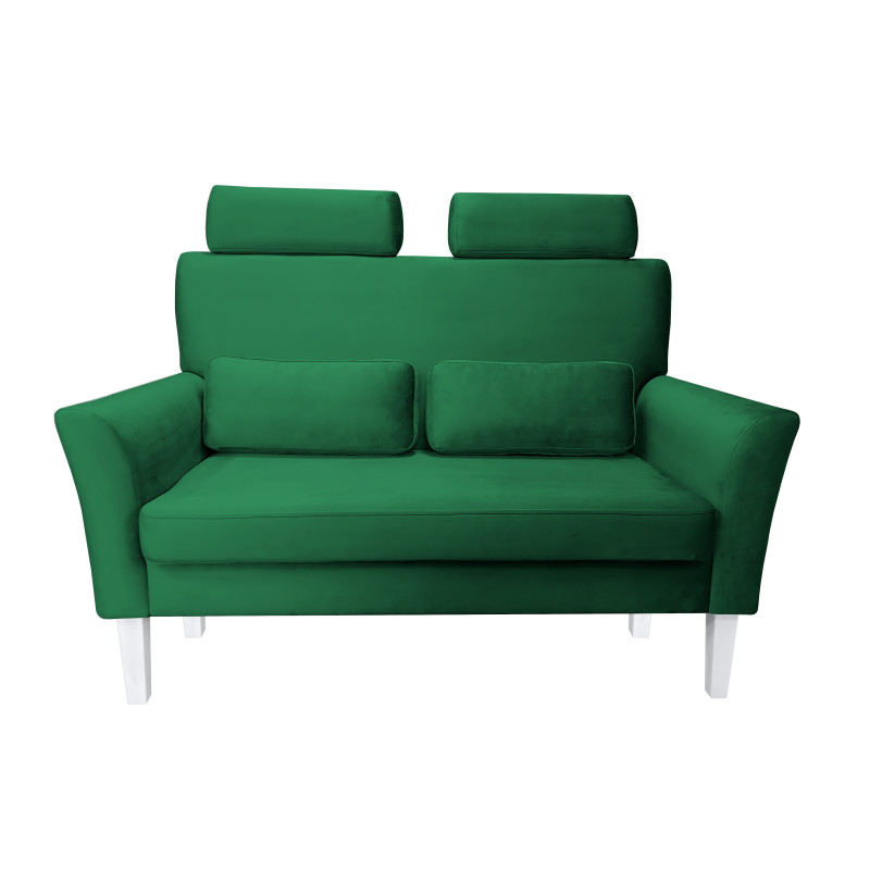 Sofa DENVER nogi białe - zieleń butelkowa