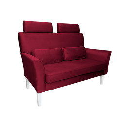 Sofa DENVER 2-osobowa, nogi białe, velvet czerwony