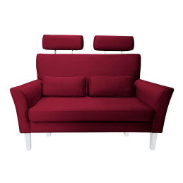 Sofa DENVER 2-osobowa, nogi białe, velvet czerwony