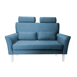 Sofa DENVER 2-osobowa nogi białe - niebieski velvet