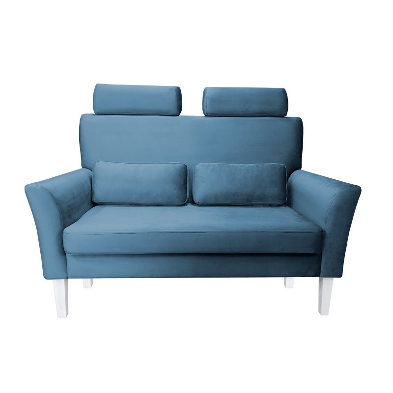 Sofa DENVER 2-osobowa nogi białe - niebieski velvet